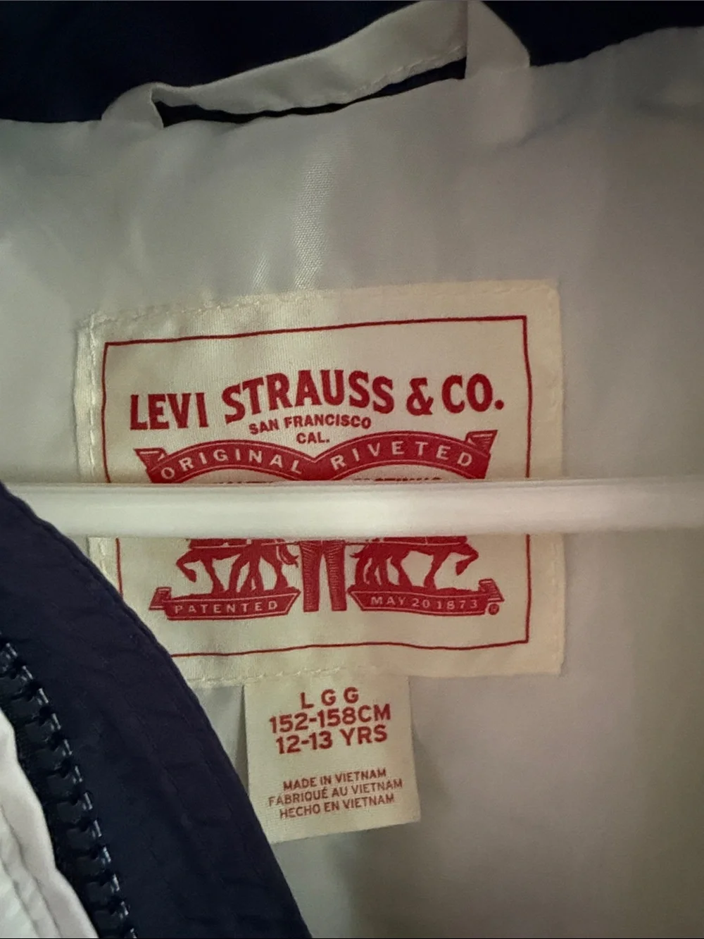 Levi's White Jacket with Navy Trim